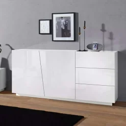 Credenza 180x86h cm 2 ante 3 cassetti bianco lucido Candia Gihome®
