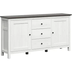 Credenza 186x96h cm 2 ante 3 cassetti arte povera pino bianco frassinato grafite Holga