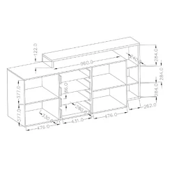 Credenza 180x97h cm 2 ante 4 cassetti moderna rovere antracite Megan Gihome®