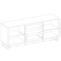 Credenza 201x83h cm 2 ante 3 cassetti moderna quercia metallo nero Petra