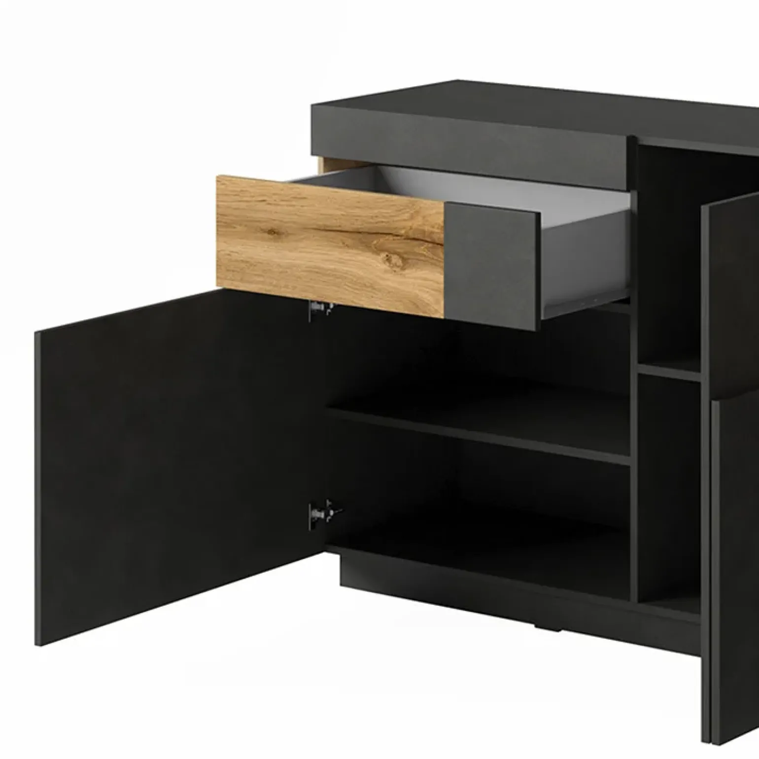 Credenza 219x85h cm 4 ante 2 cassetti moderna antracite rovere Bahama