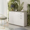 Credenza 103x74h cm 3 ante 2 cassetti moderna  rovere bianco Ajed