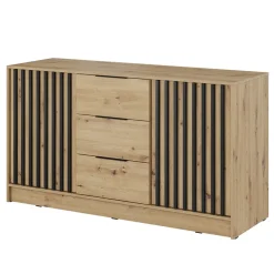Credenza 155x86h cm 2 ante 3 cassetti soggiorno quercia nero Miller