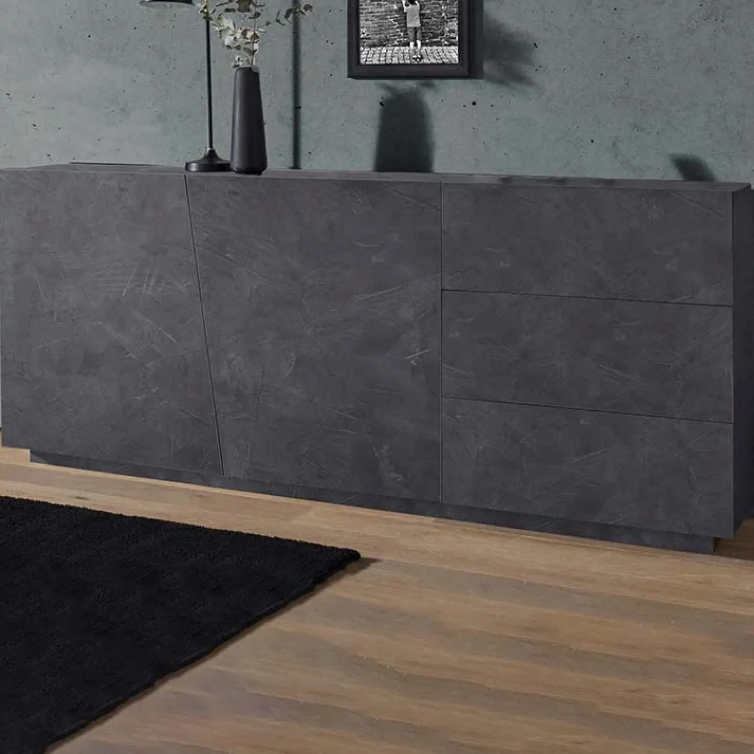 Credenza 180x86h cm 2 ante 3 cassetti ossido Candia 180 Gihome ®