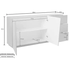 Credenza 180x86h cm 2 ante 3 cassetti ossido Candia 180 Gihome ®