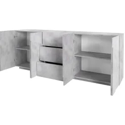 Credenza 224x86h cm 4 ante 3 cassetti moderna cemento Zenzero Gihome®