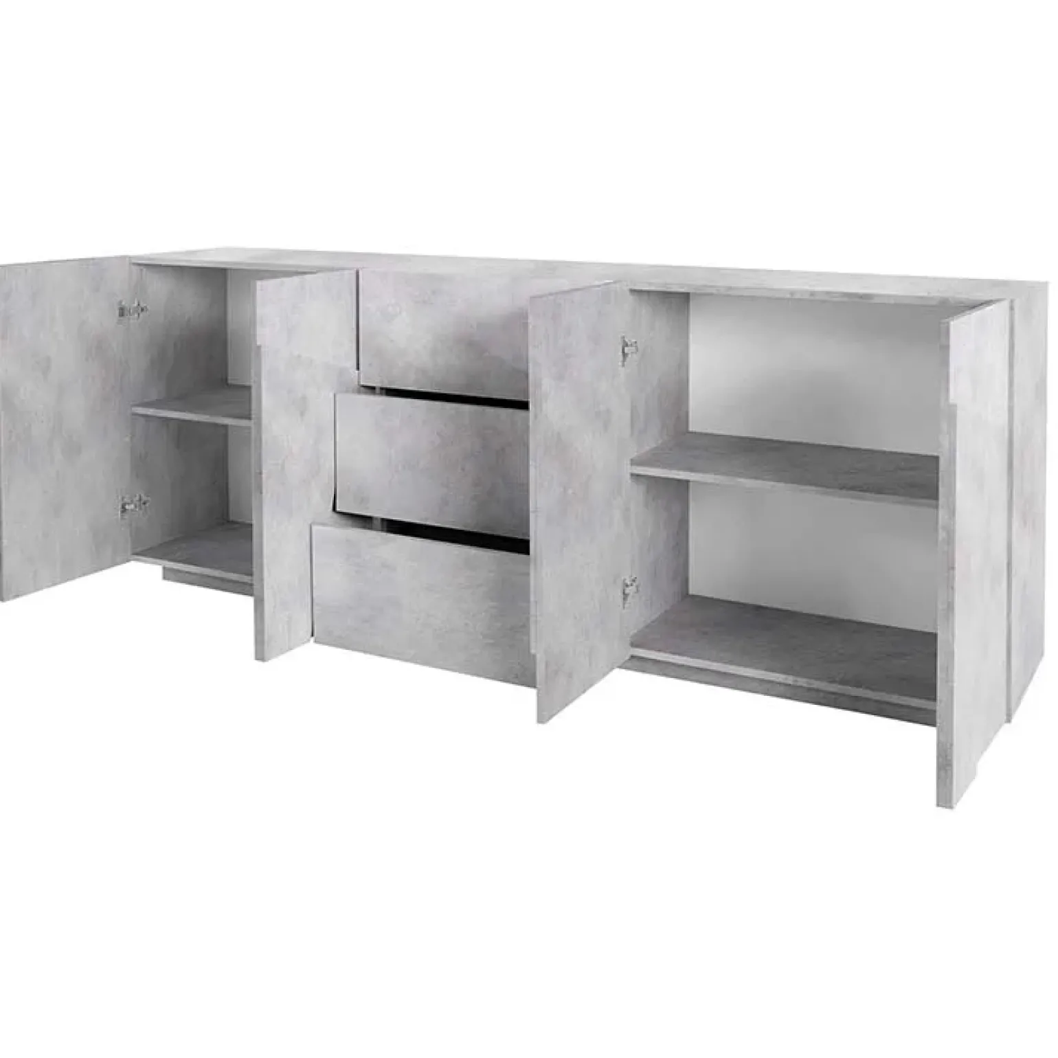 Credenza 224x86h cm 4 ante 3 cassetti moderna cemento Zenzero Gihome®