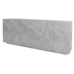 Credenza 224x86h cm 4 ante 3 cassetti moderna cemento Zenzero Gihome®