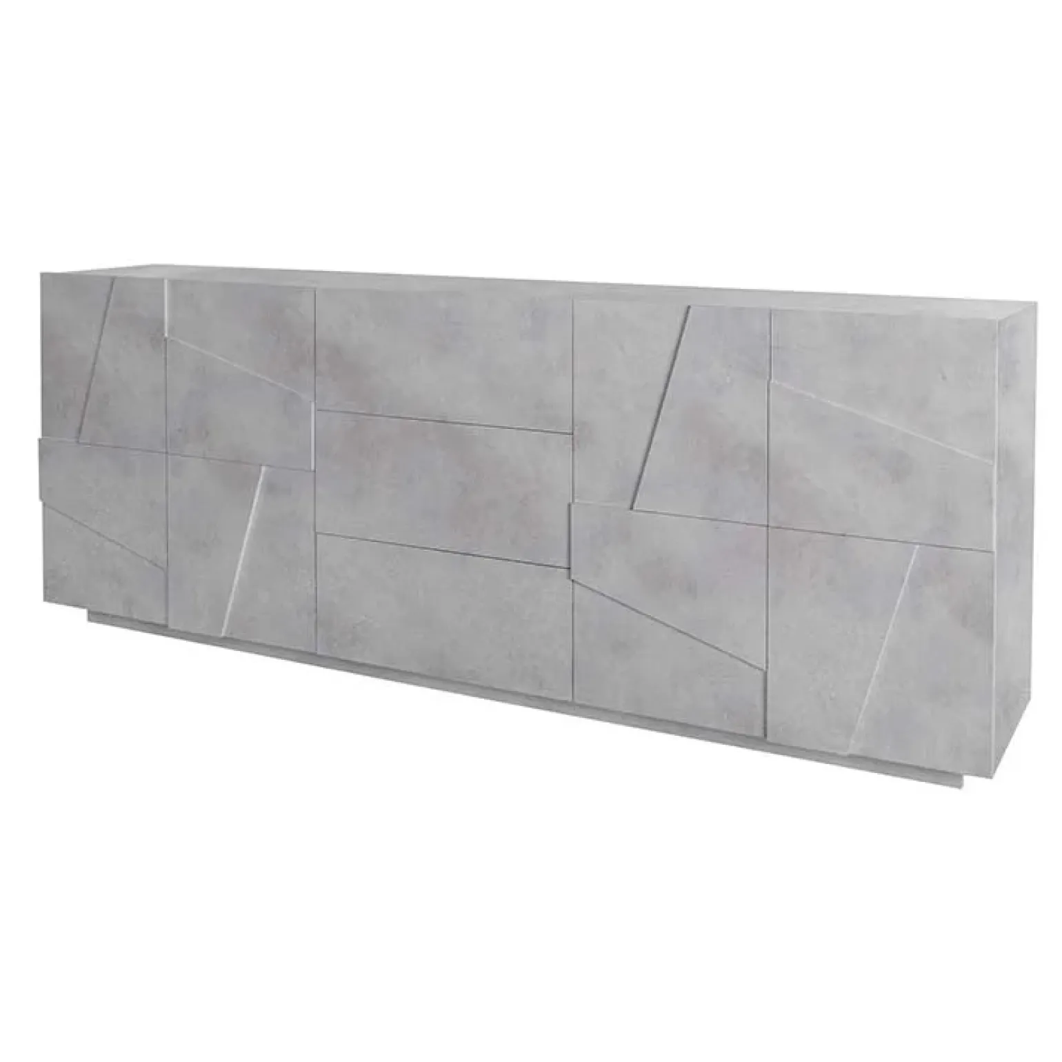 Credenza 224x86h cm 4 ante 3 cassetti moderna cemento Zenzero Gihome®
