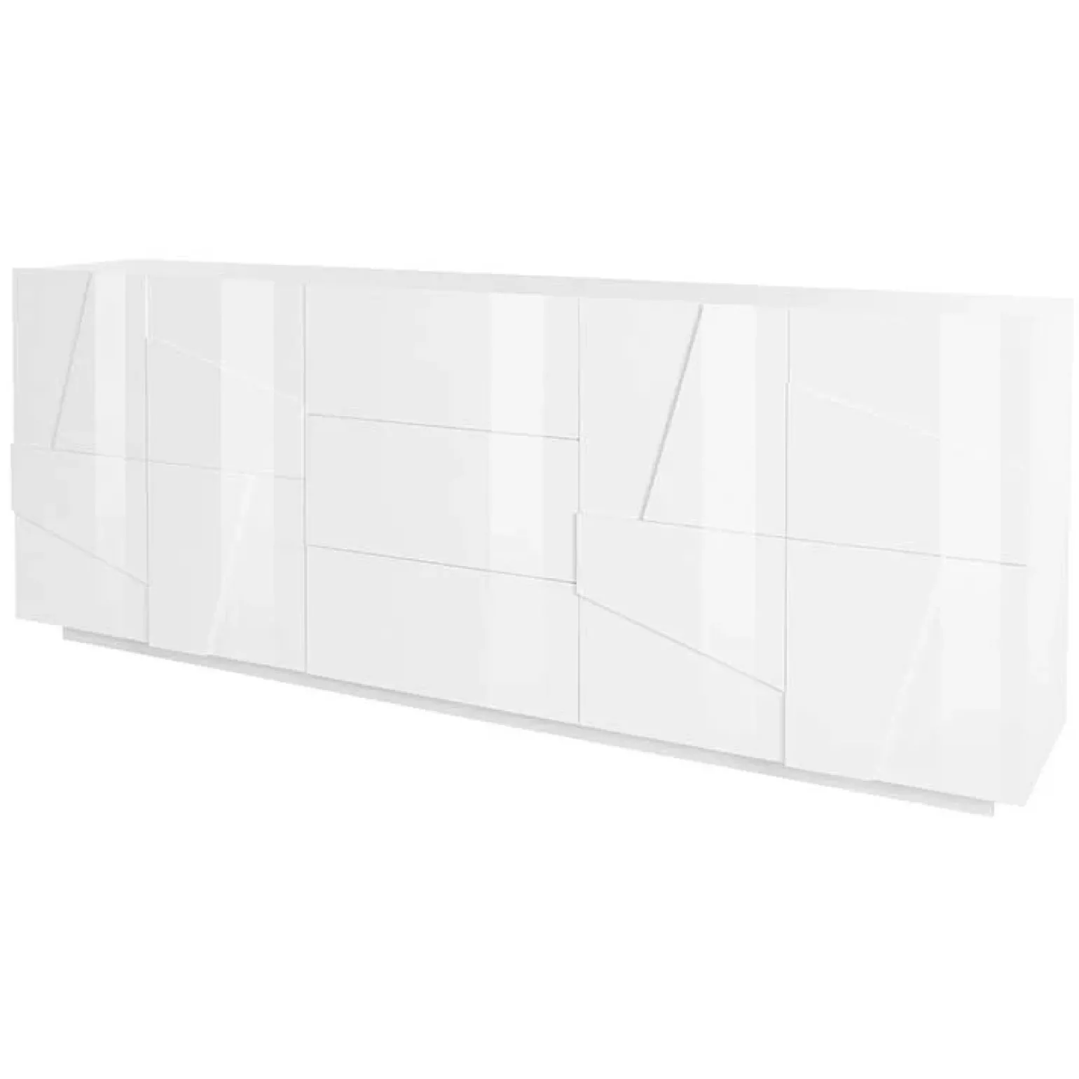 Credenza 224x86h cm 4 ante 3 cassetti moderna bianco lucido Zenzero Gihome®