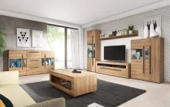 Credenza 180x103h cm 2 ante 3 cassetti  con vetrinetta moderna rovere nero Maiorca