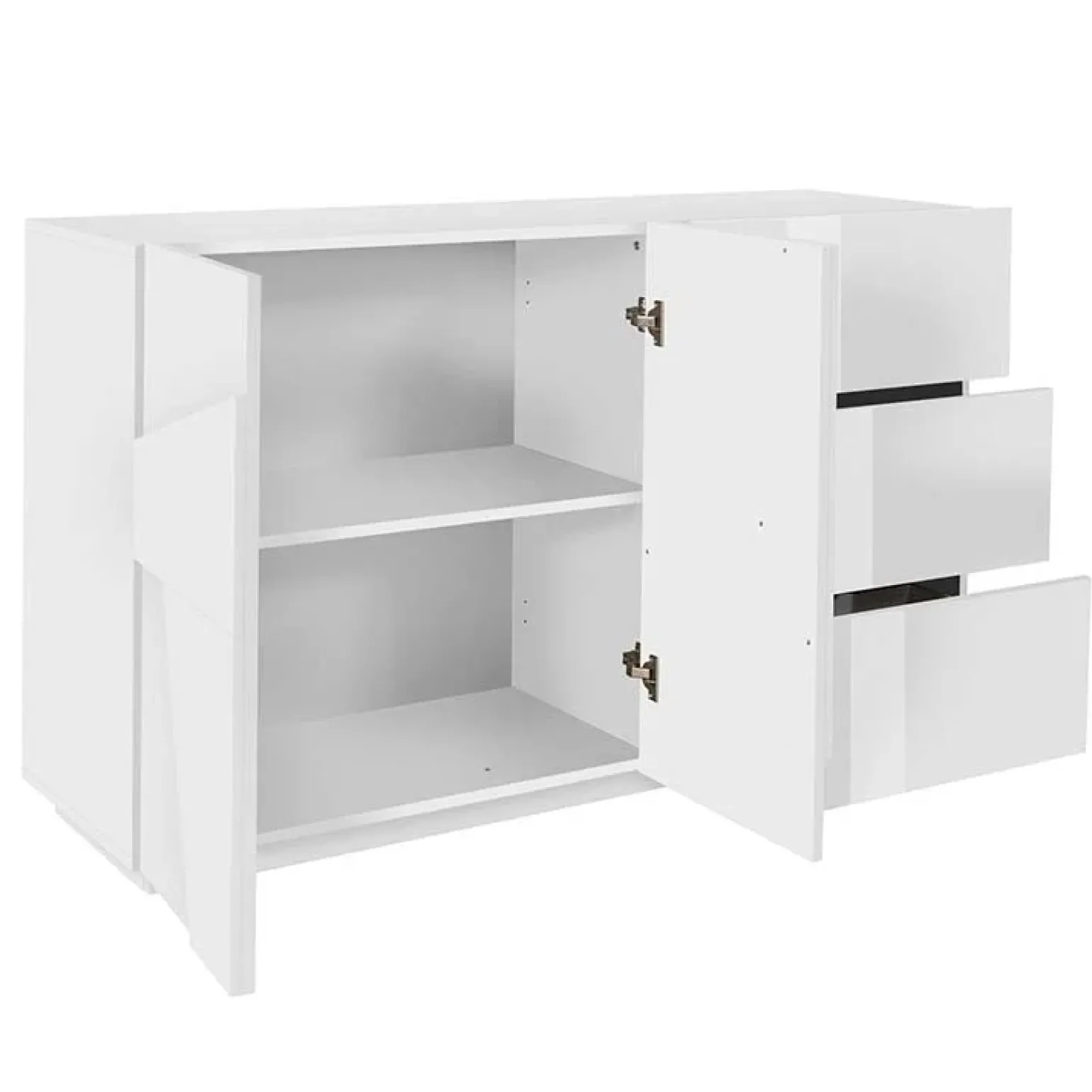 Credenza 143x86h cm 2 ante 3 cassetti moderna bianco lucido Zenzero Gihome®