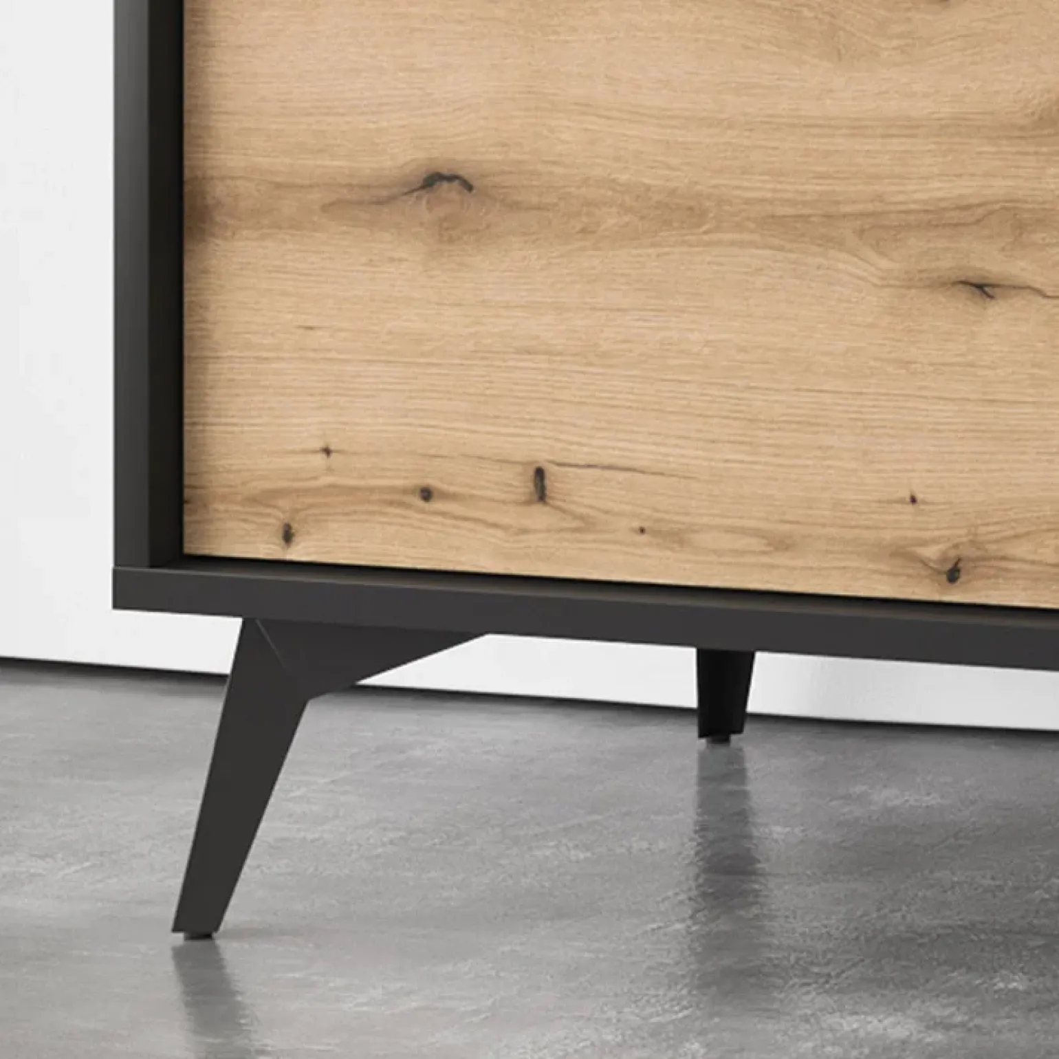 Credenza 154x77h cm 2 ante 3 cassetti moderna quercia nero Becca