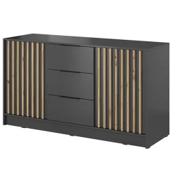 Credenza 155x86h cm 2 ante 3 cassetti soggiorno antracite quercia Miller