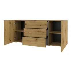 Credenza 140x63h cm 2 ante 3 cassetti moderna rovere opaco Fusion