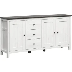 Credenza 199x96h cm 3 ante 3 cassetti arte povera pino bianco frassinato grafite Holga