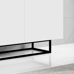 Credenza 180x80h cm 3 ante 2 vani moderna bianco nero Erice Gihome®