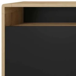 Credenza 238x75h cm 4 ante 4 vani a giorno moderna nero opaco rovere Esmond