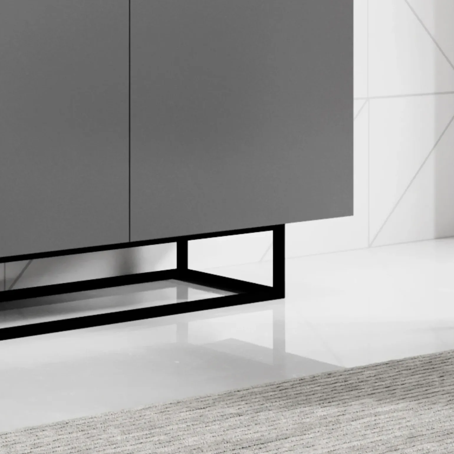 Credenza 180x80h cm 3 ante 2 vani moderna antracite nero Erice Gihome®