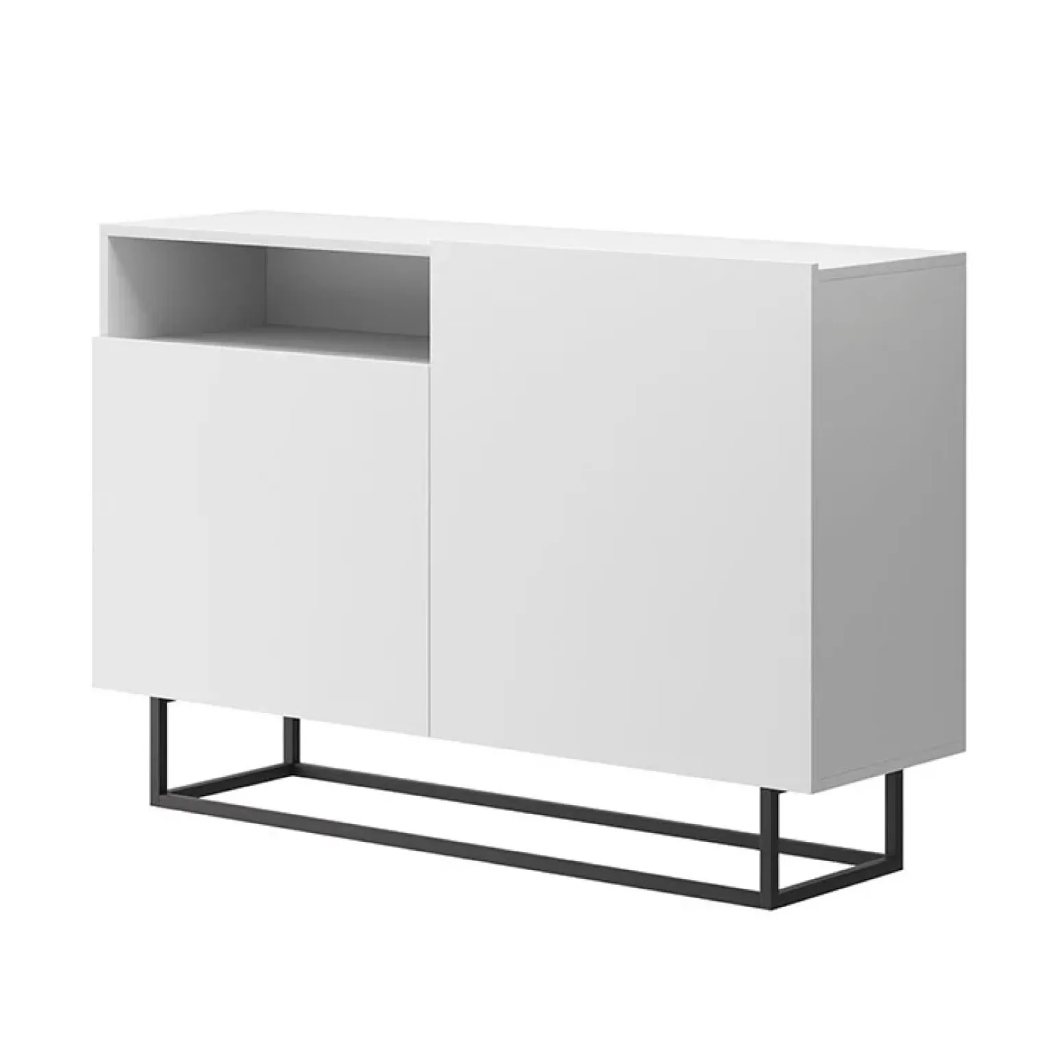Credenza 120x80h cm 2 ante 1 vano moderna bianco nero Erice Gihome®