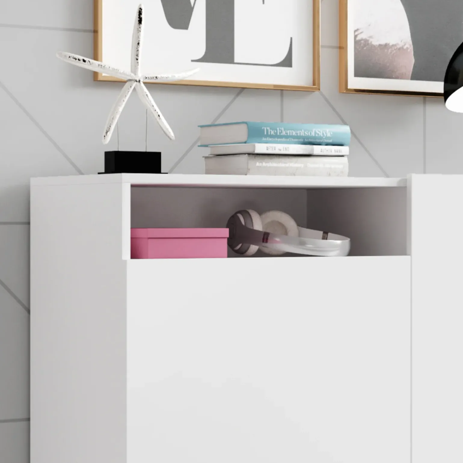 Credenza 120x80h cm 2 ante 1 vano moderna bianco nero Erice Gihome®
