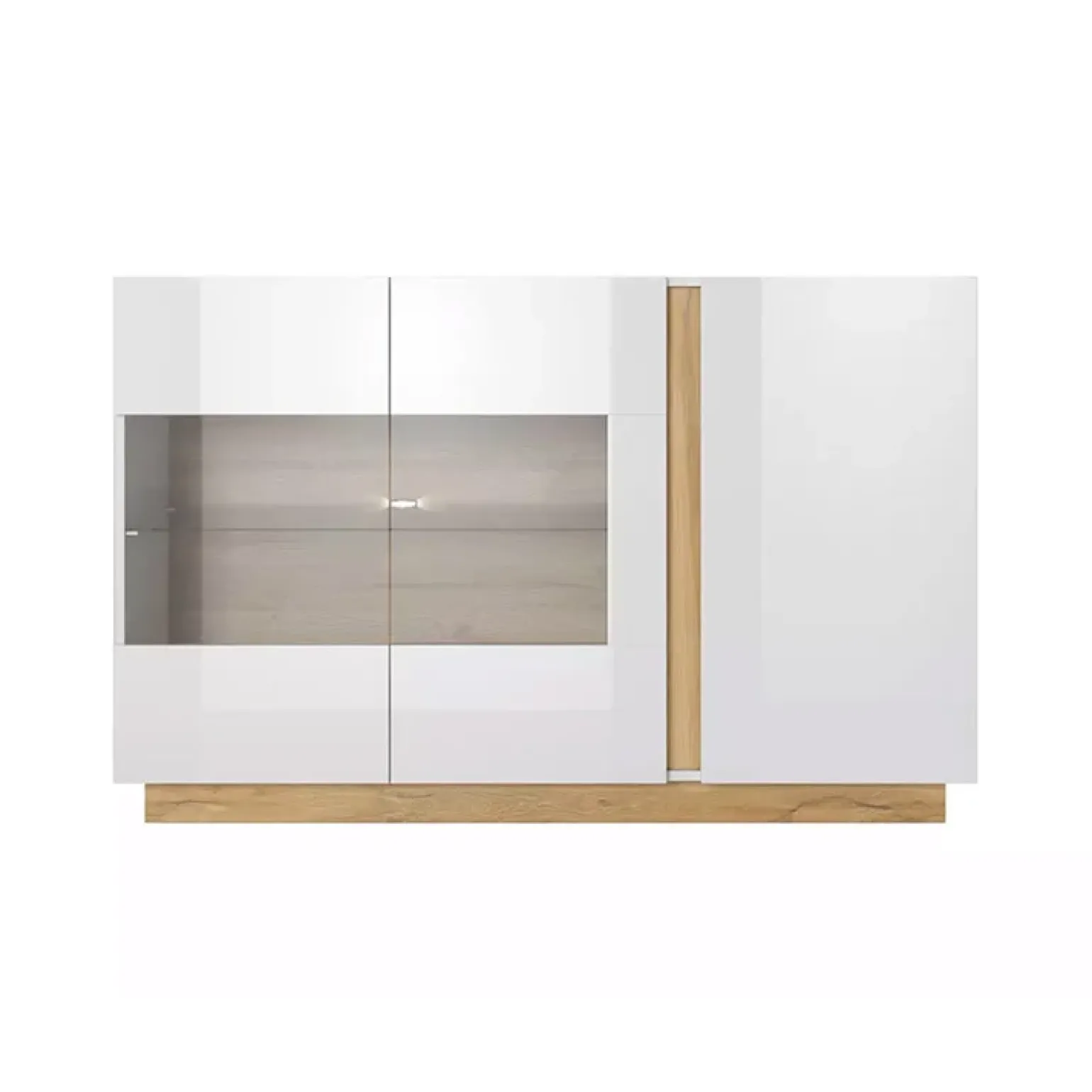 Credenza 138x91h cm 3 ante con vetrina moderna bianco rovere Noa Gihome®