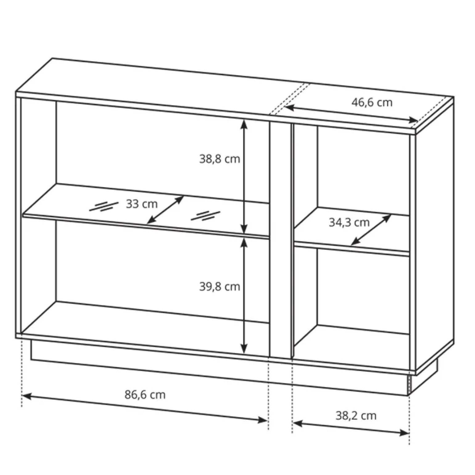 Credenza 138x91h cm 3 ante con vetrina moderna bianco rovere Noa Gihome®