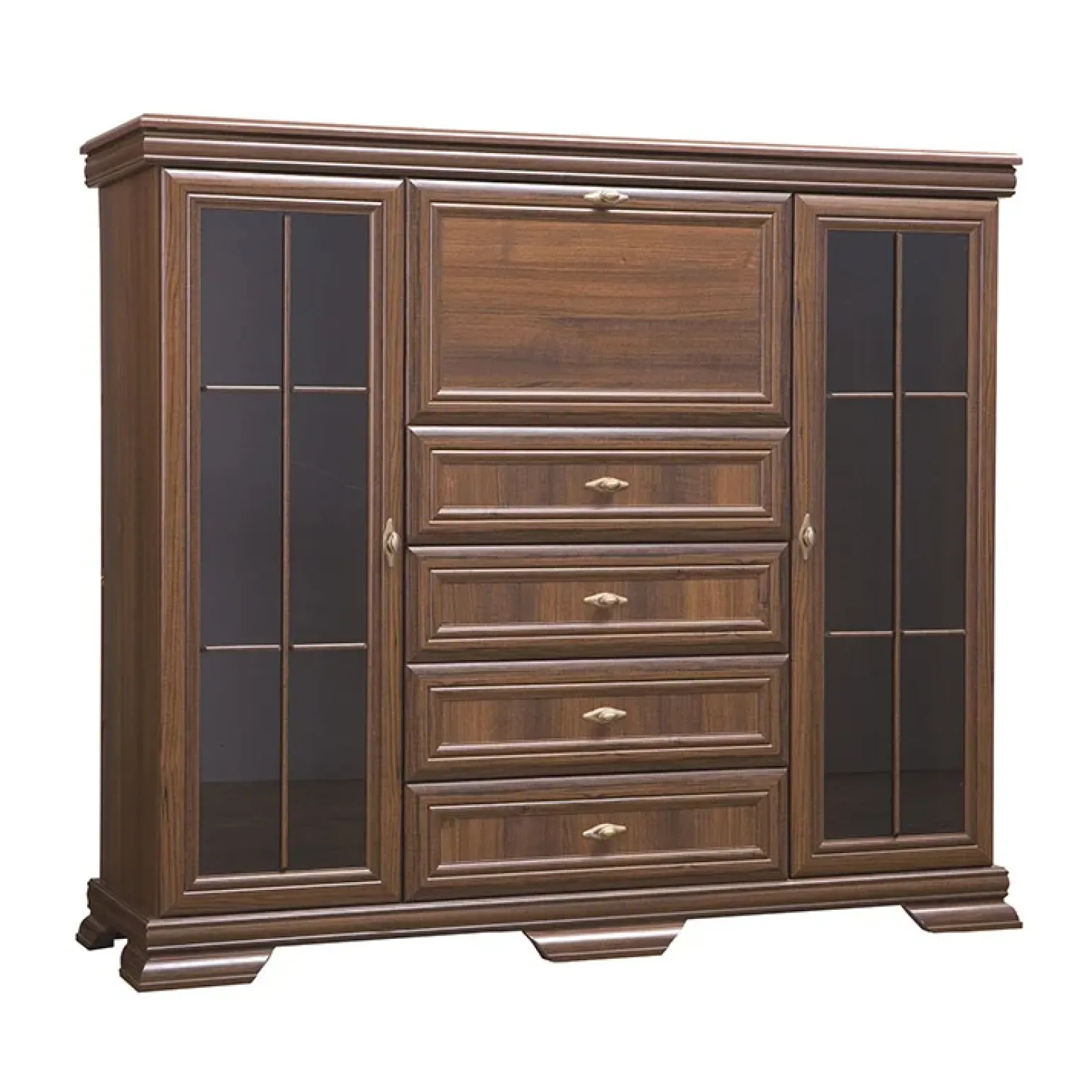 Credenza 158x136h cm 2 ante con vetrina 4 cassetti arte povera quercia Kelly