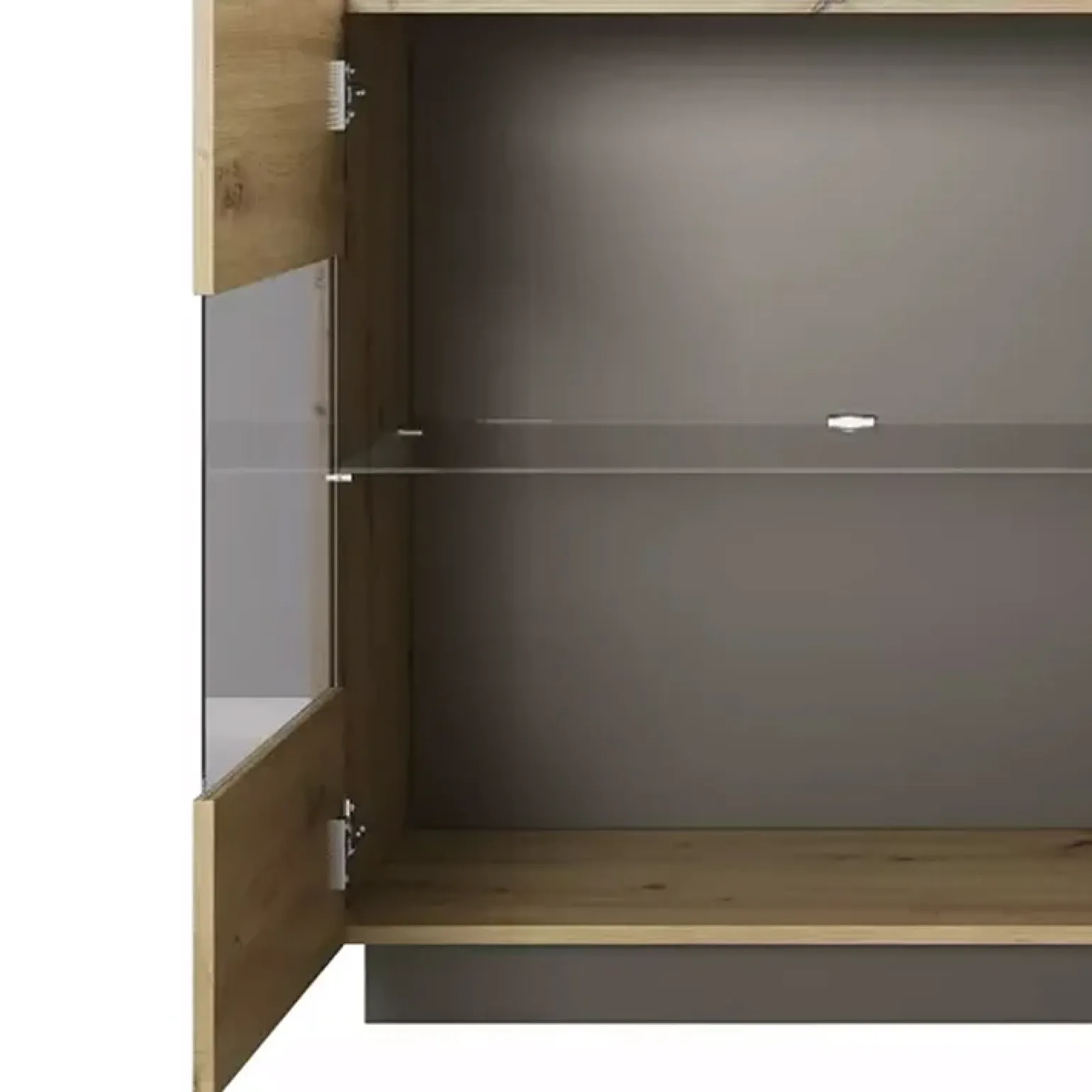 Credenza 138x91h cm 3 ante con vetrina moderna rovere antracite Noa Gihome®