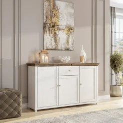 Credenza 160x93h cm 3 ante moderna bianco frassinato rovere Texel