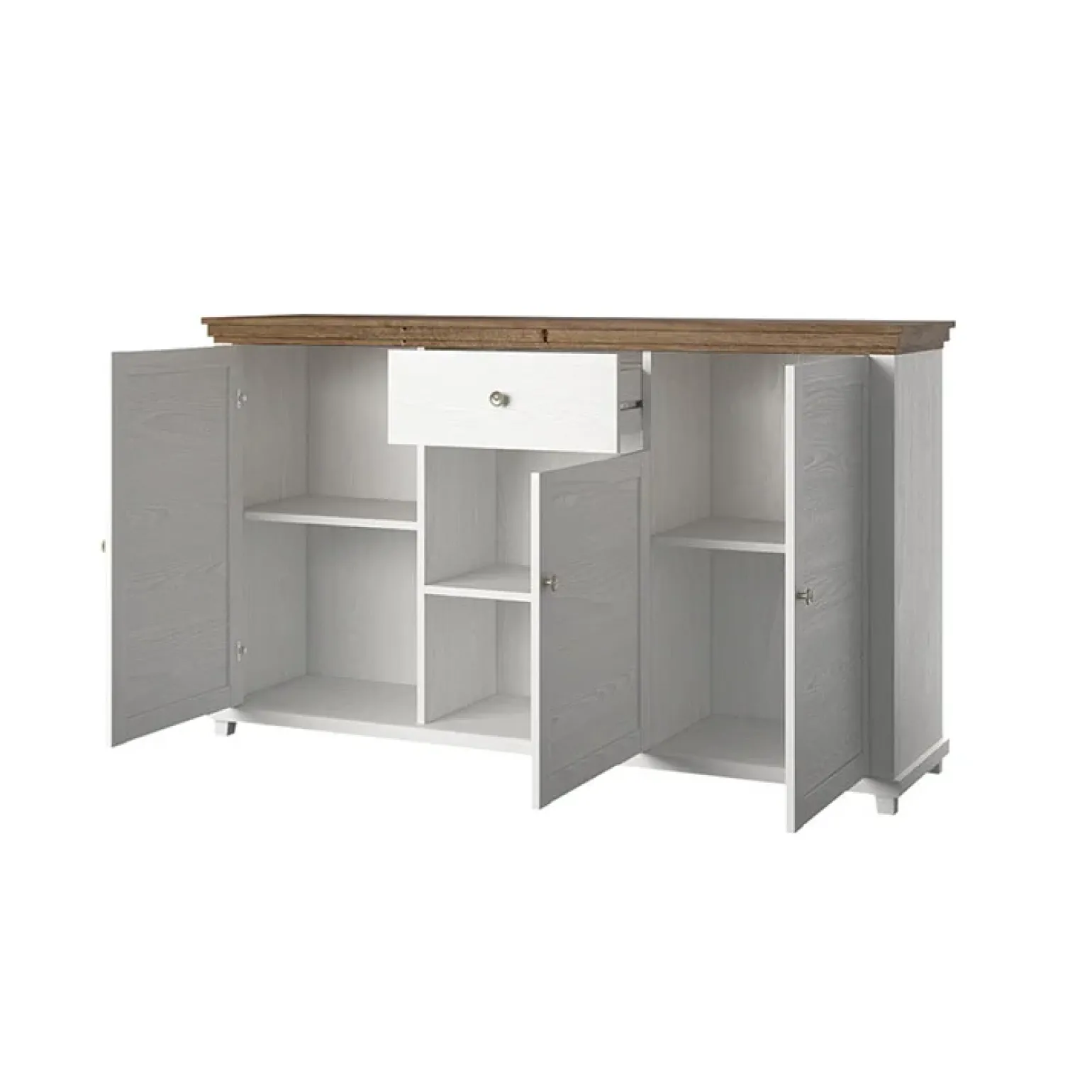 Credenza 160x93h cm 3 ante moderna bianco frassinato rovere Texel