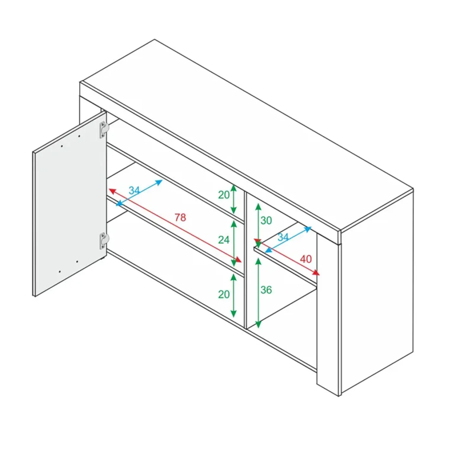 Credenza 144x80h cm 3 ante moderna soggiorno bianco opaco Creta