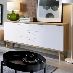 Credenza 160x83h cm 2 ante moderna rovere bianco Menfi Gihome®