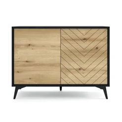 Credenza 104x77h cm 2 ante moderna soggiorno quercia nero Becca