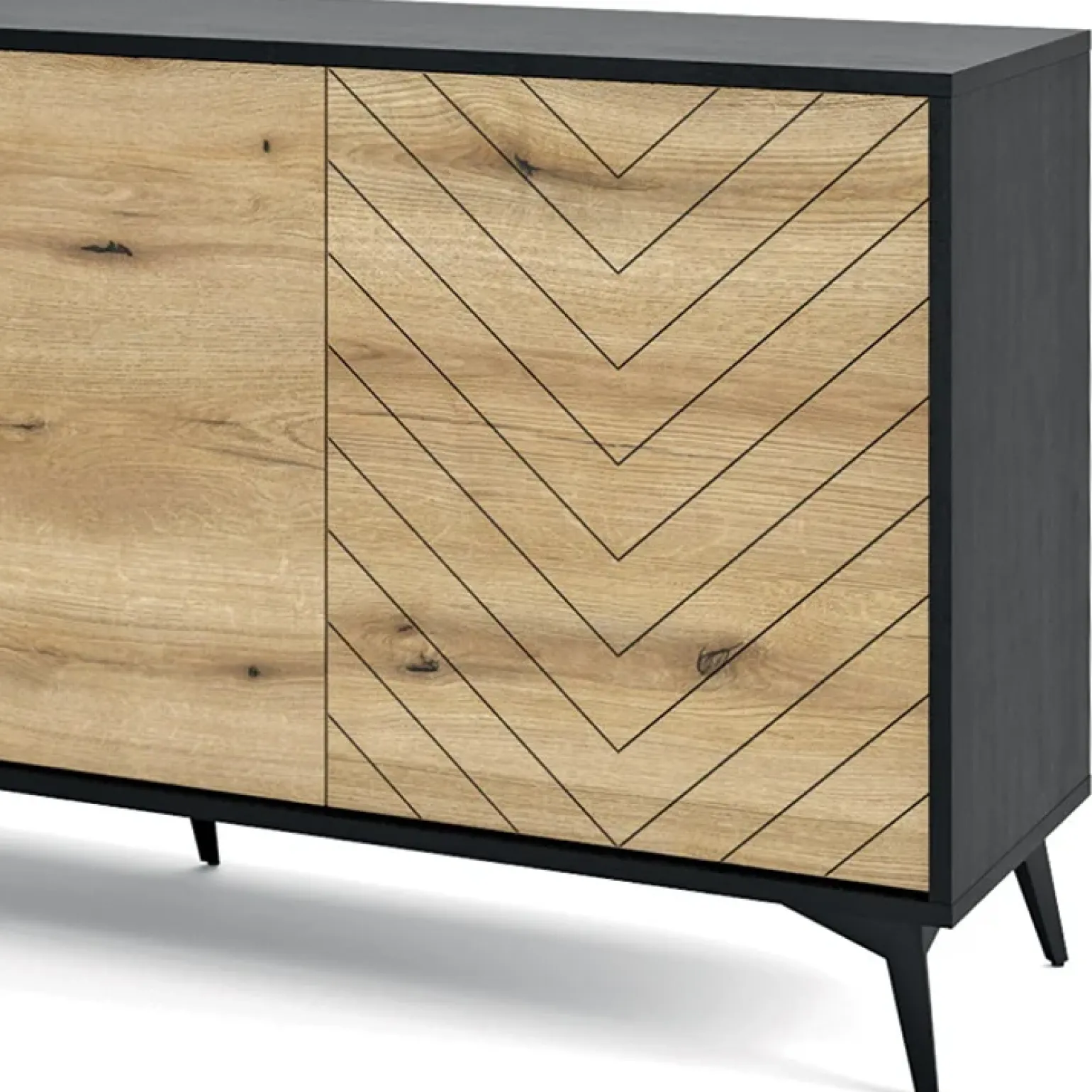 Credenza 154x77h cm 3 ante moderna soggiorno quercia nero Becca