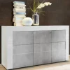 Credenza 138x84h cm 3 ante moderna bianco lucido cemento Easy