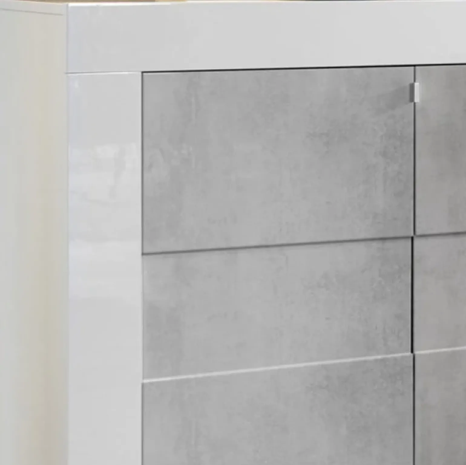 Credenza 138x84h cm 3 ante moderna bianco lucido cemento Easy