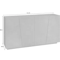 Credenza 159x86h cm 4 ante moderna bianco lucido Candia Gihome®