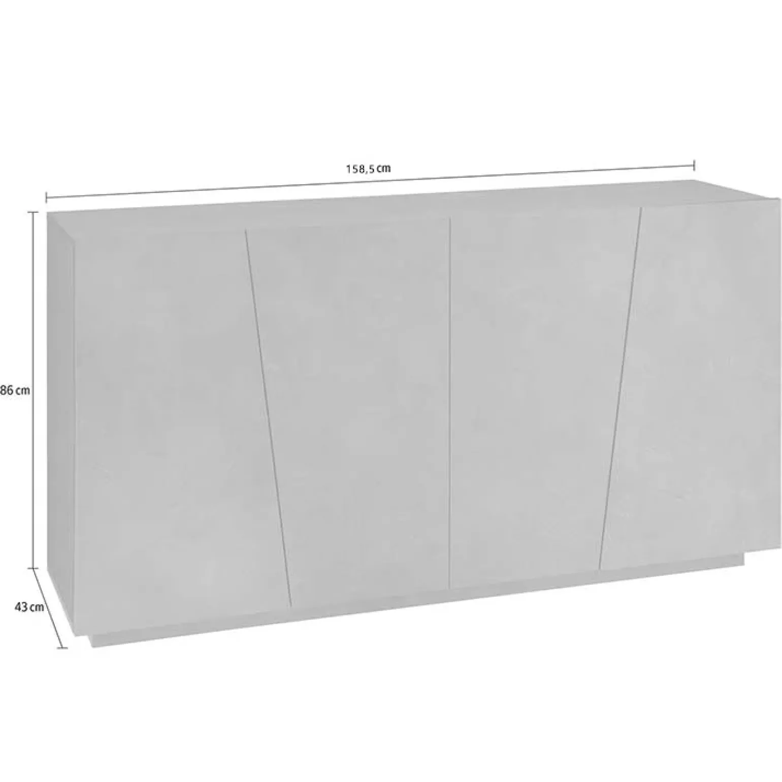 Credenza 159x86h cm 4 ante moderna bianco lucido Candia Gihome®