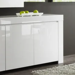 Credenza 210x82h cm 4 ante moderna bianco lucido Essential