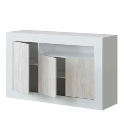 Credenza 144x87h cm 3 ante moderna soggiorno bianco artico Atene