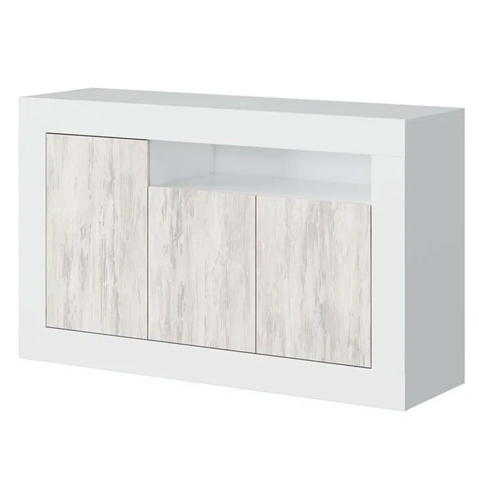 Credenza 144x87h cm 3 ante moderna soggiorno bianco artico Atene