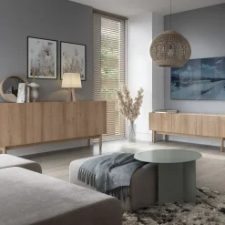 Credenza 144x68h cm 3 ante moderna rovere chiaro bianco Tanzania