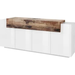 Credenza 200x86h cm 4 ante moderna bianco lucido pero Milos Gihome®