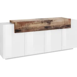 Credenza 200x86h cm 4 ante moderna bianco lucido pero Milos Gihome®