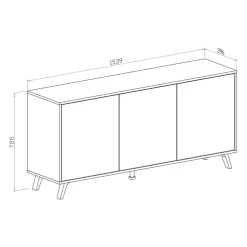 Credenza 154x72h cm 3 ante soggiorno rovere bianco frassinato Divine