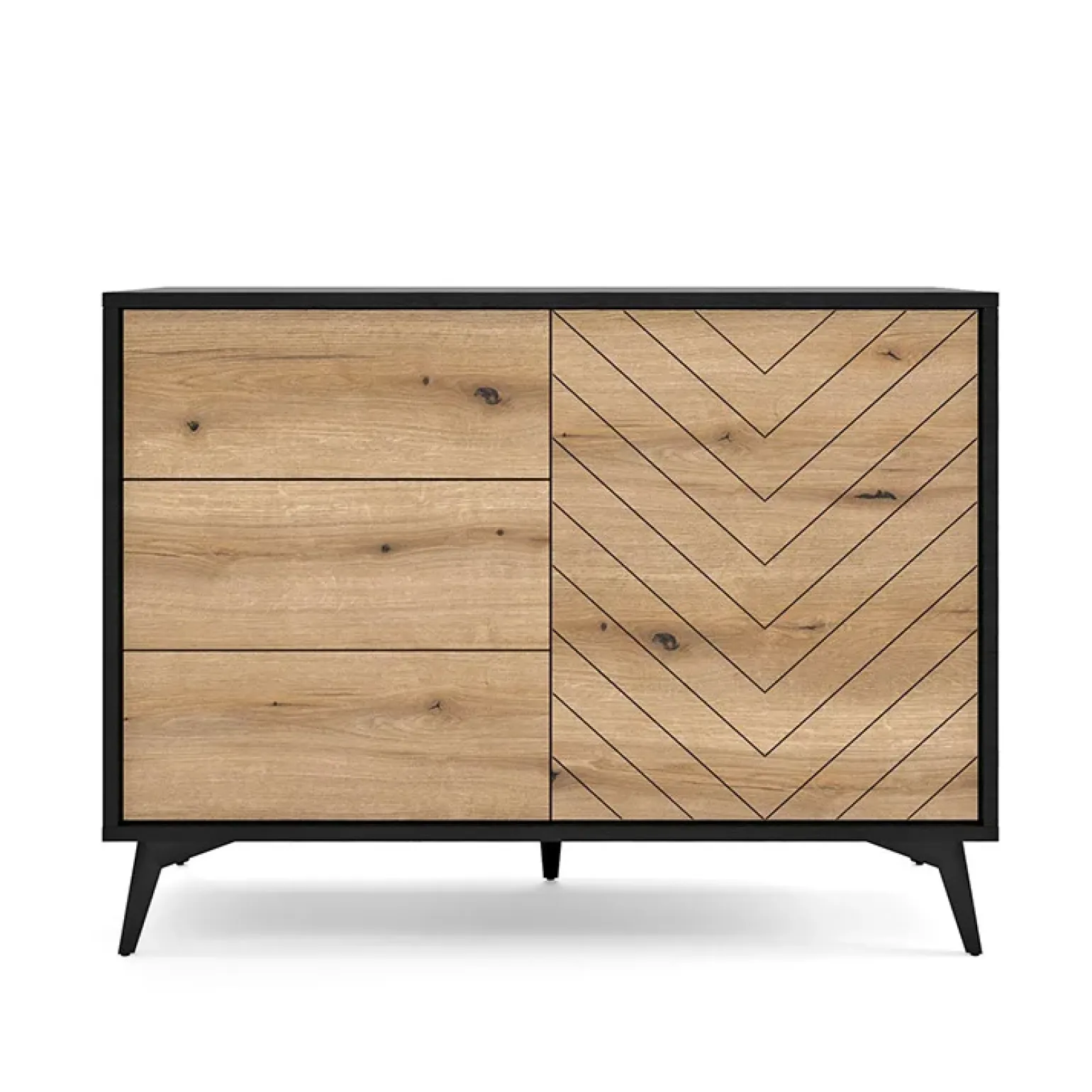 Credenza 104x77h cm 3 cassetti moderna soggiorno quercia nero Becca