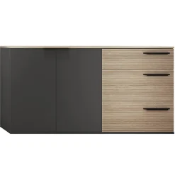 Credenza 160x86h cm 3 cassetti moderna rovere nero opaco Cattelan
