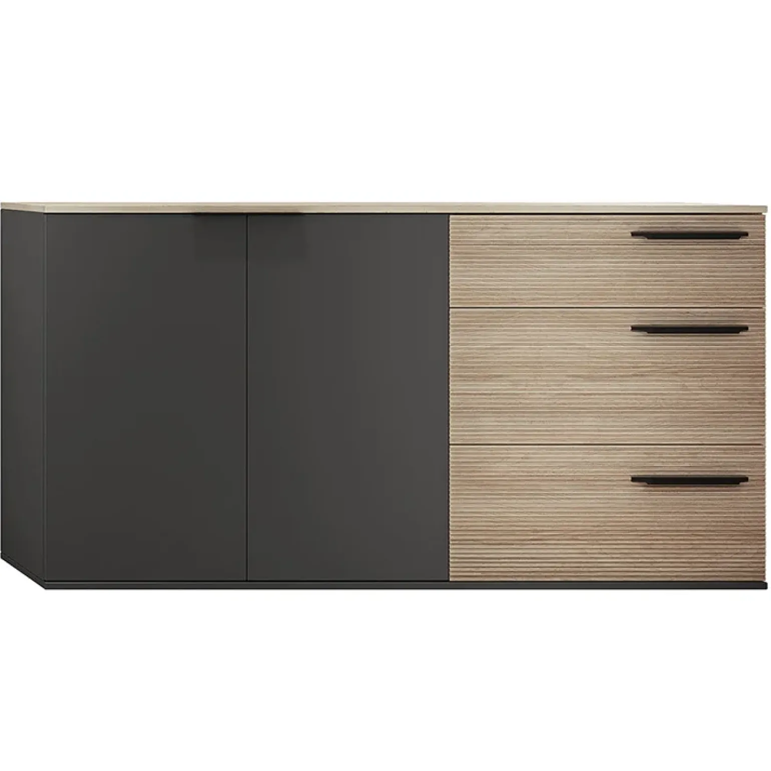 Credenza 160x86h cm 3 cassetti moderna rovere nero opaco Cattelan