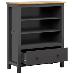 Credenza 101x121h cm 1 cassetto nero grafite rovere chiaro Holga